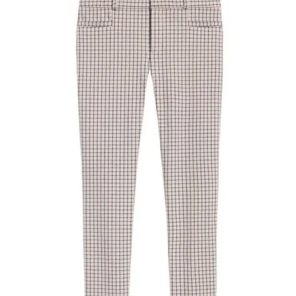 BANANA REPUBLIC Sloan Pink/Black/White Checkered Grid Pants Size 14